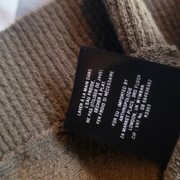 Anthropologie Sparrow Olive Green 3/4 Sleeve Light Knit Top Sz Small - Picture 9 of 10